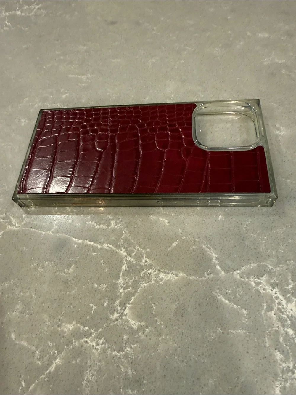 SQUARE® Burgundy Crocodile Faux Leather iPhone Case by FLAUNT